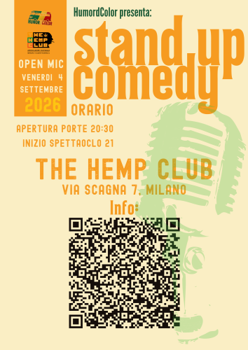 OPEN MIC STAND UP COMEDY – THE HEMP CLUB venerdi 4 settembre